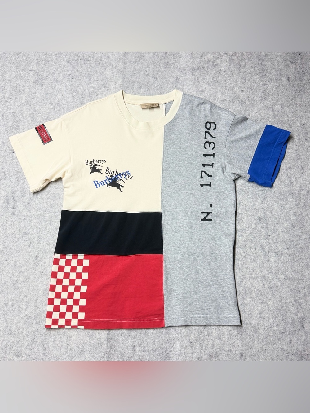Burberry Patchwork Logo T-Shirt Mens Small Colorblock Graphic Equestrian Knight